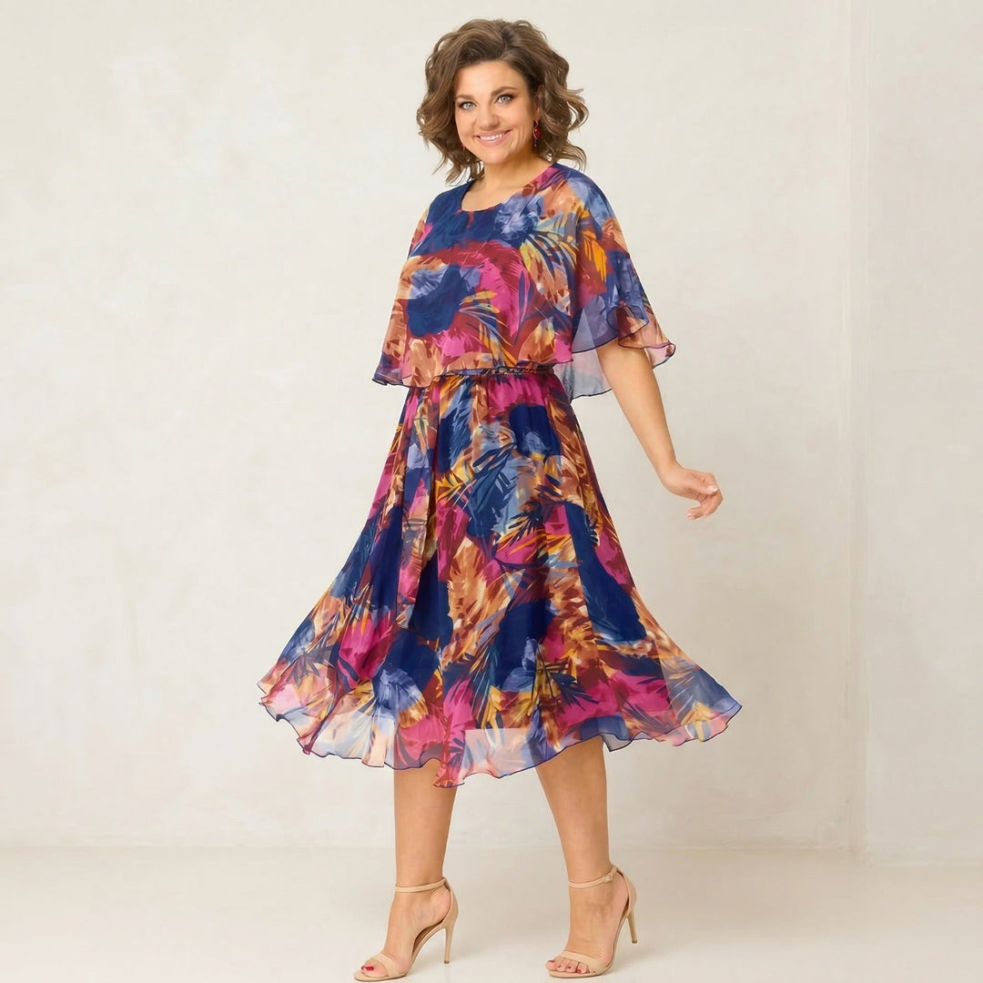 Irenen - Floral Print Chiffon Midi Dress