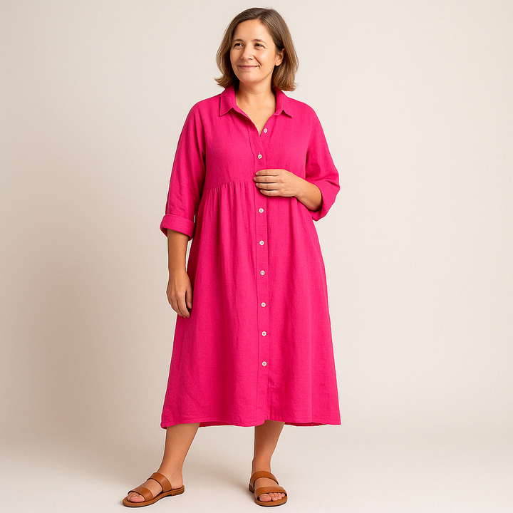 Johana - Cotton and Linen Shirt Dress