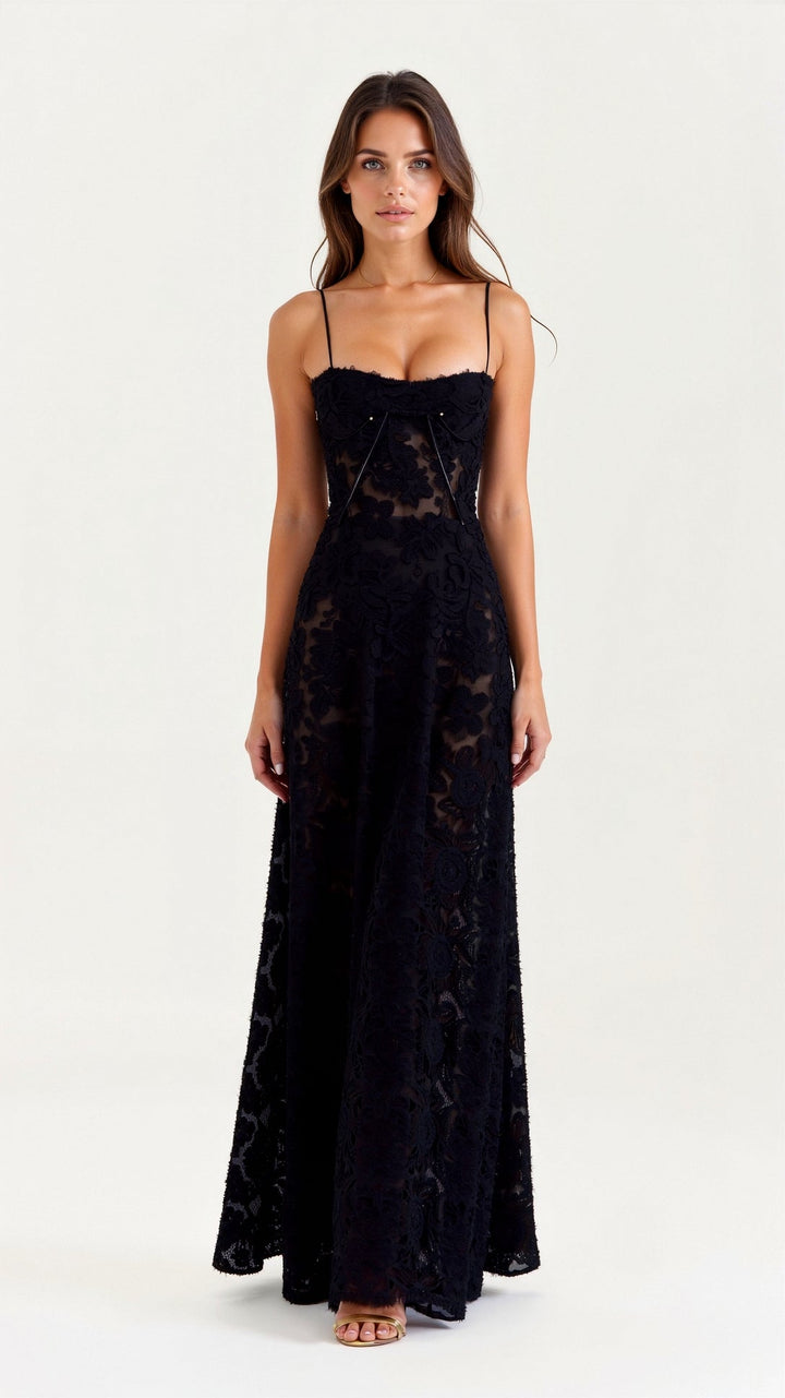 Clarissa - Elegant Long Dress With Back Lace Up