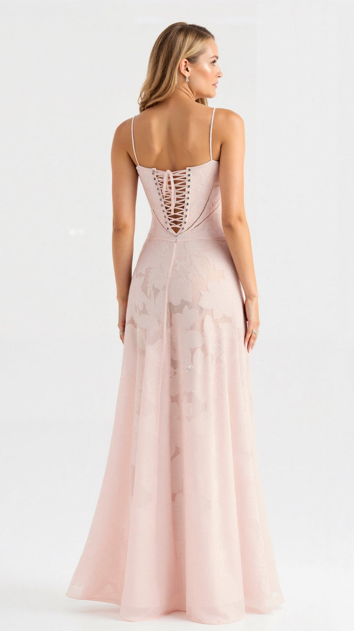 Clarissa - Elegant Long Dress With Back Lace Up