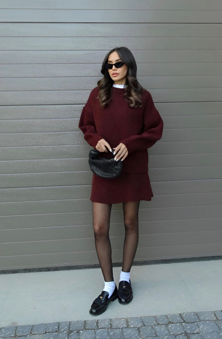 Raphaella - Knitted Sweater And Skirt Set