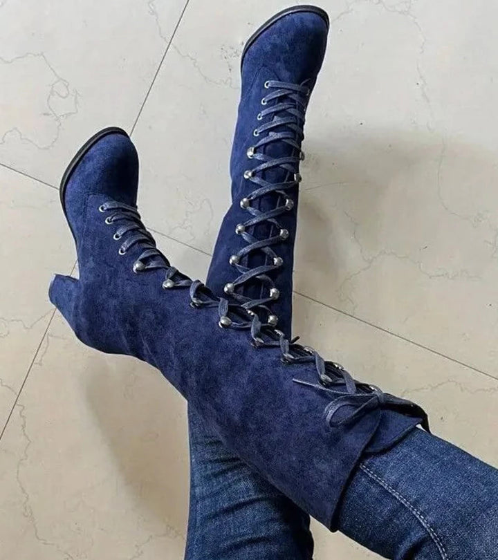 Asmita - Lace-Up High Heel Suede Boots