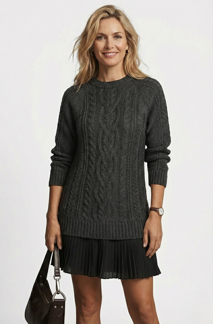 Raimorica - Knitted Sweater Dress With Cable Pattern