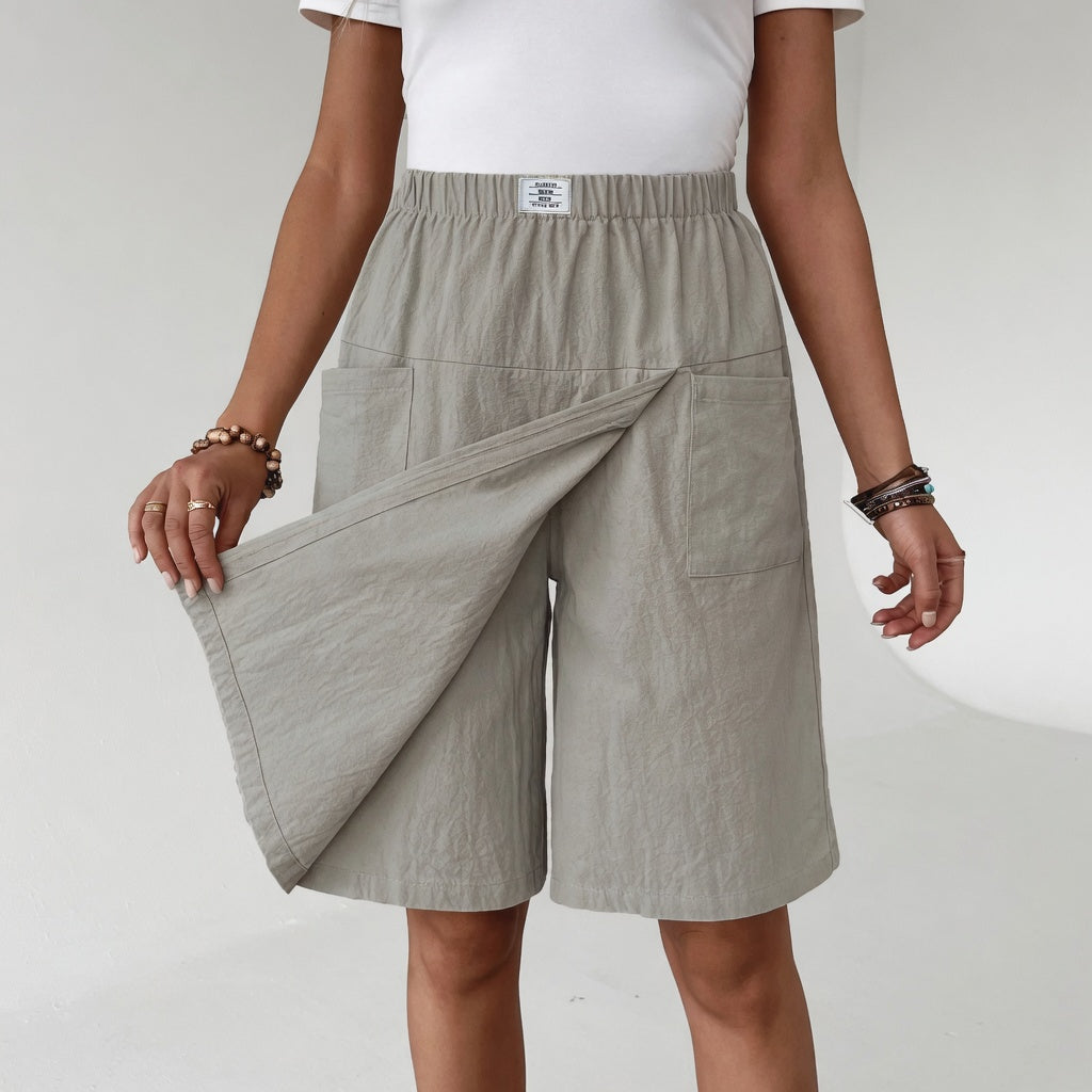 Elinia - Relaxed Wide Leg Shorts With Elastic Waist