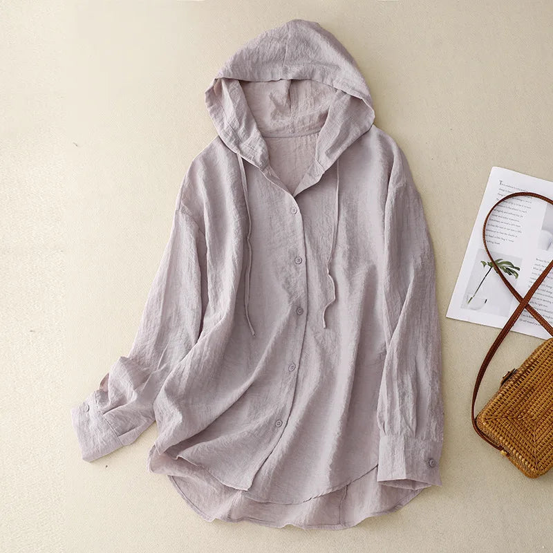 Davina - Long Sleeve Hooded Blouse
