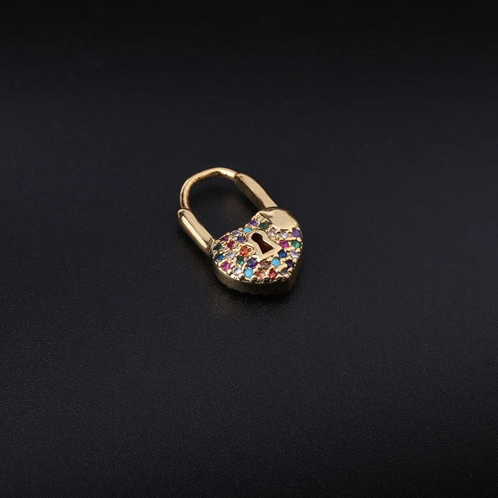 LuxeHeart - Heart Lock Hoop Earrings