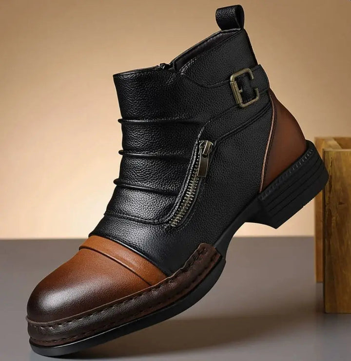 Katriosa - Two-Tone Leather Ankle Boots