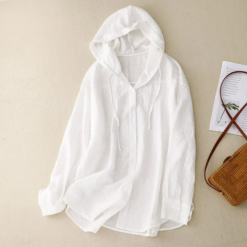 Davina - Long Sleeve Hooded Blouse