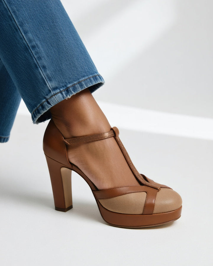 Delfinna - Elegant T-Strap High Heel Pump