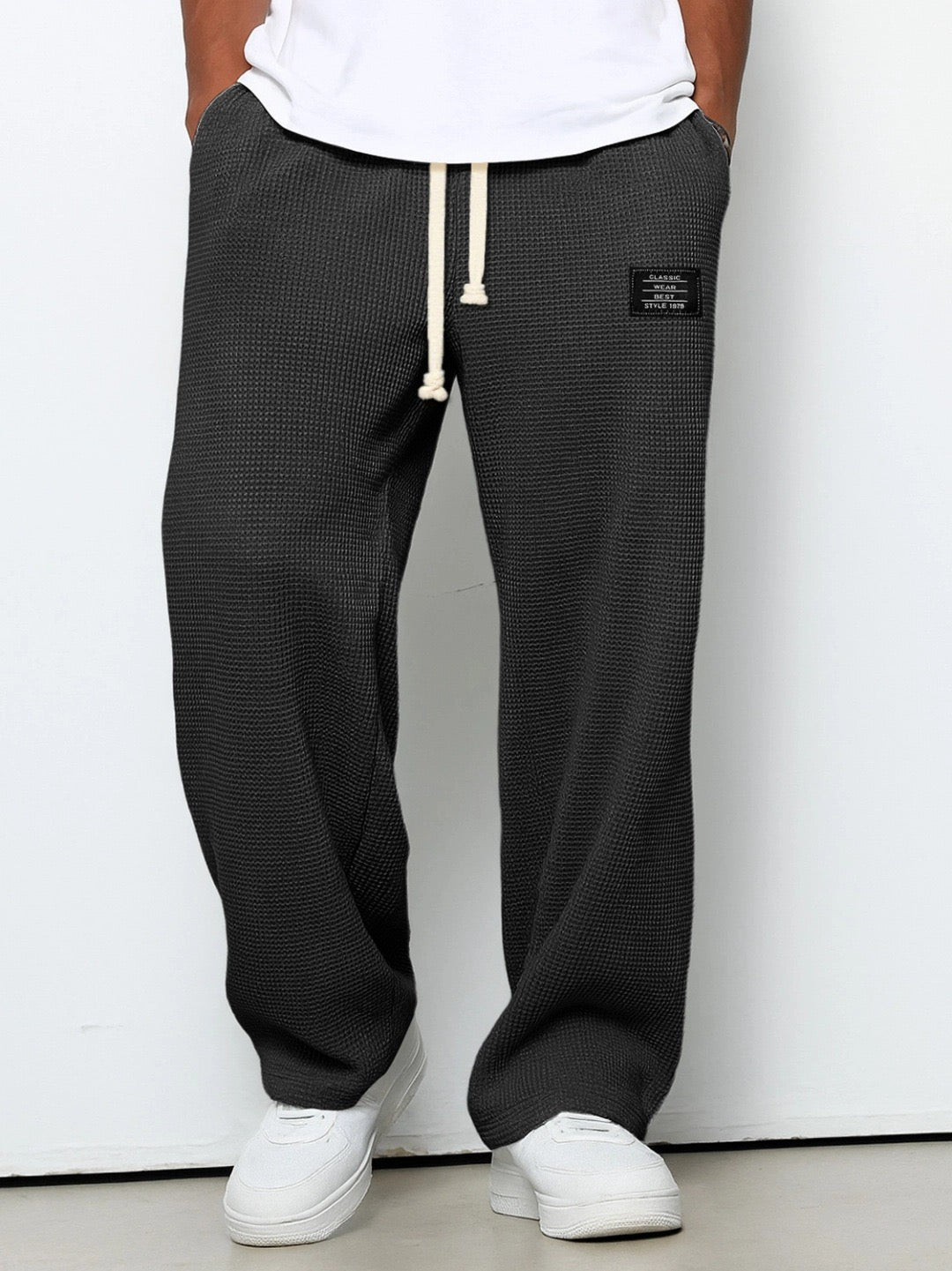Deslan - Wide Legs Loose Pants With Adjustable Waist