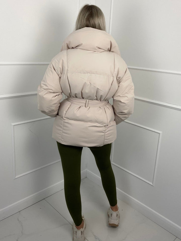 Heidie - Short Belt Pocket Puffer Jacket