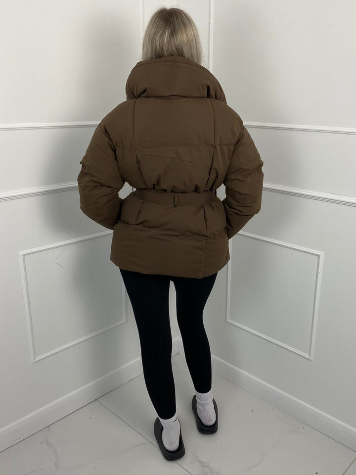 Heidie - Short Belt Pocket Puffer Jacket