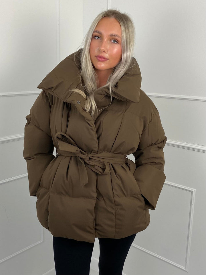 Heidie - Short Belt Pocket Puffer Jacket