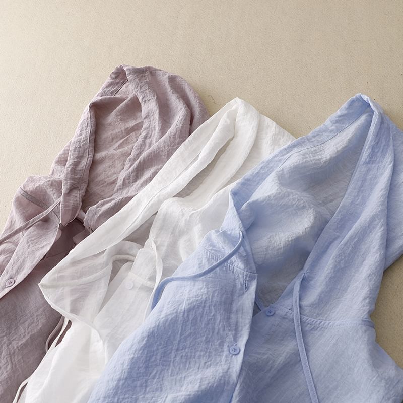 Davina - Long Sleeve Hooded Blouse