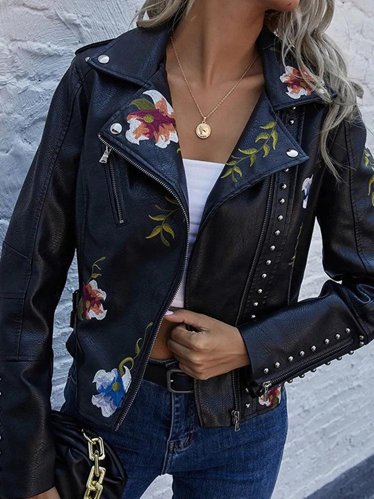 Kymber - Floral Leather Jacket