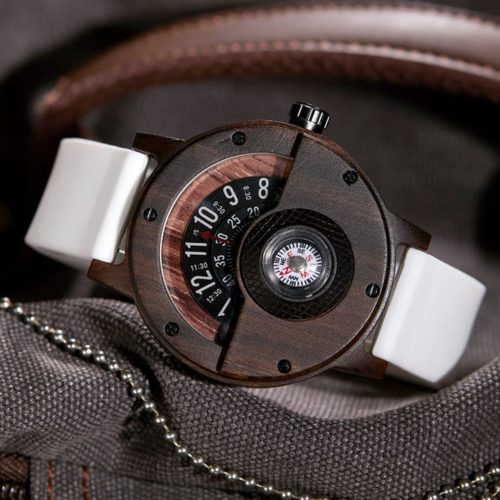Krzysztof - Turntable Compass Dial Wooden Watch