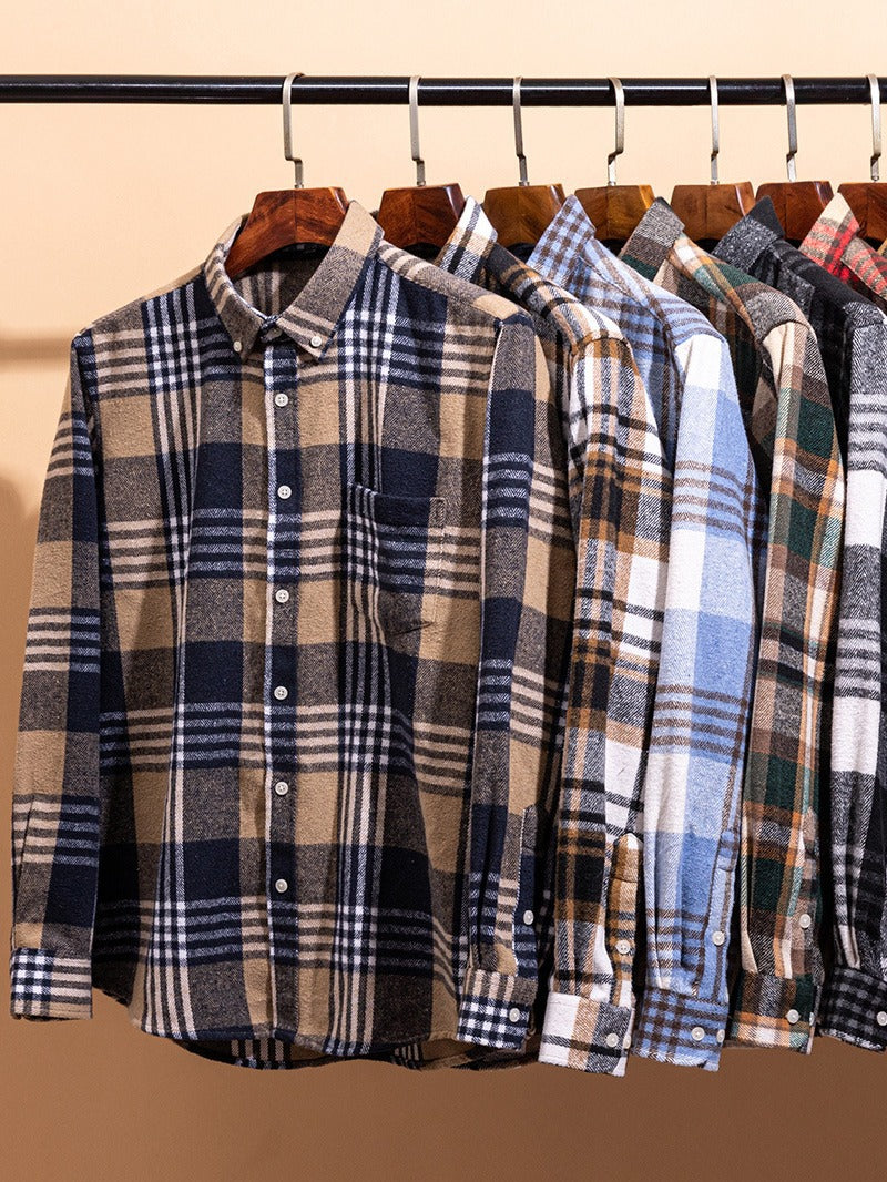 Kasner - Long Sleeve Plaid Cotton Shirt