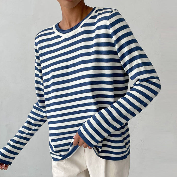 Danonula - Elegant Long Sleeve Sweater With Strape Pattern