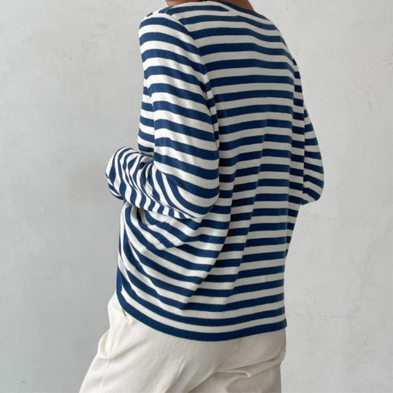 Danonula - Elegant Long Sleeve Sweater With Strape Pattern