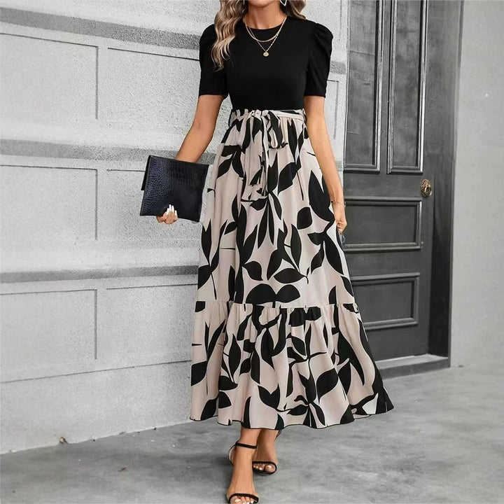 Nuray - Elegant Floral Short Sleeve Dress