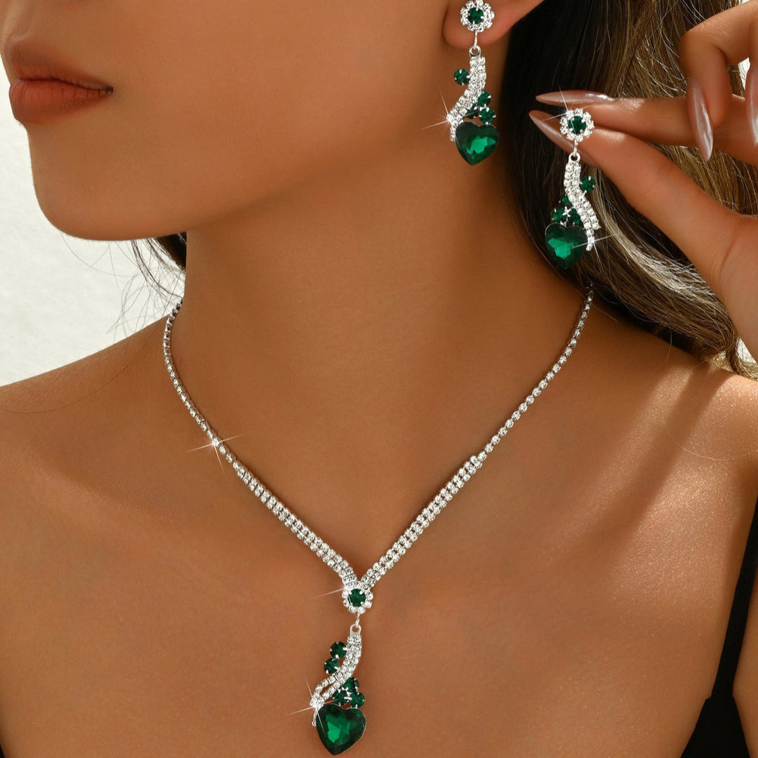 Lelia - Rhinestone Necklace Earrings Set