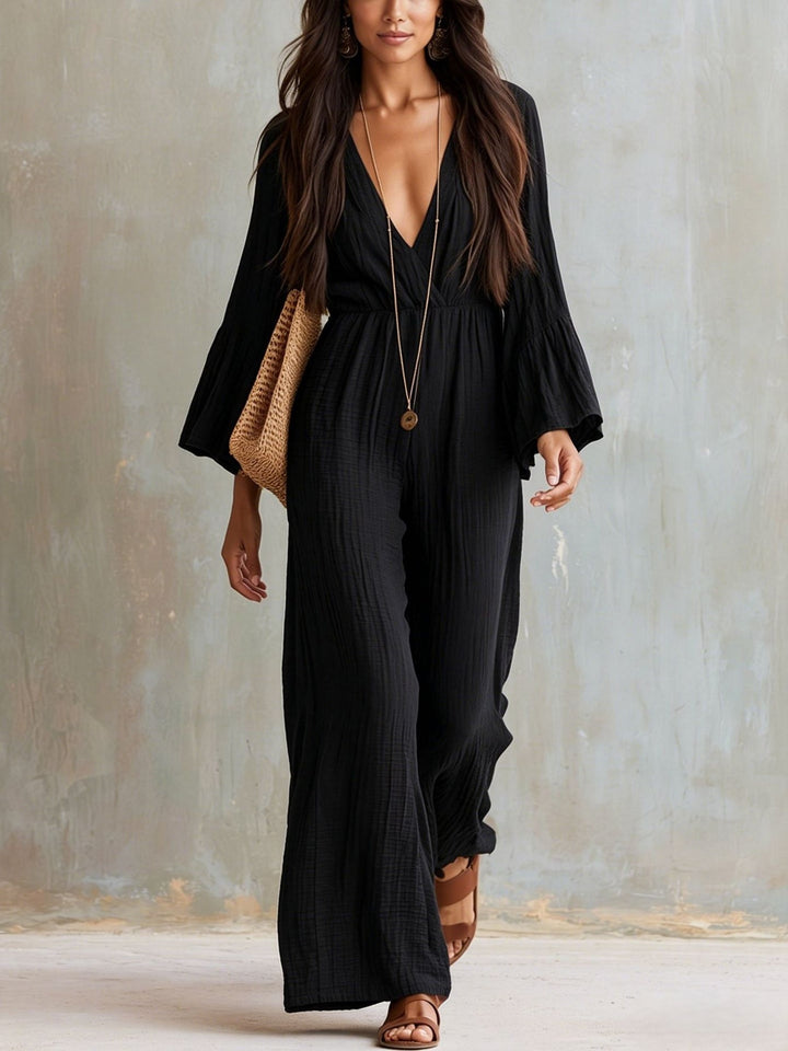 Magdlena - Airy Jumpsuit With V-Neck
