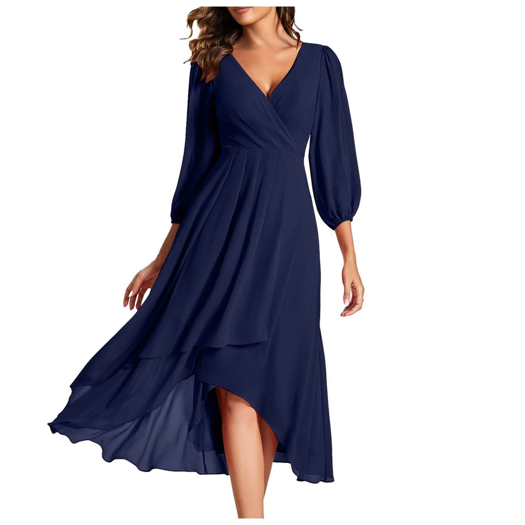 Laia - Long Sleeve V Neck Dress