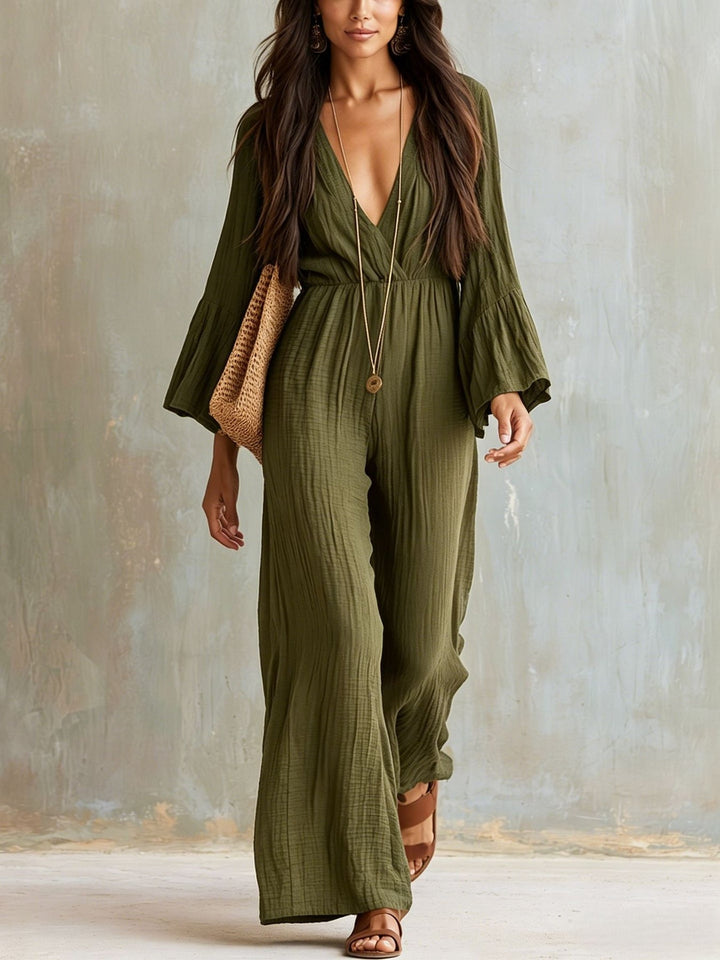 Magdlena - Airy Jumpsuit With V-Neck