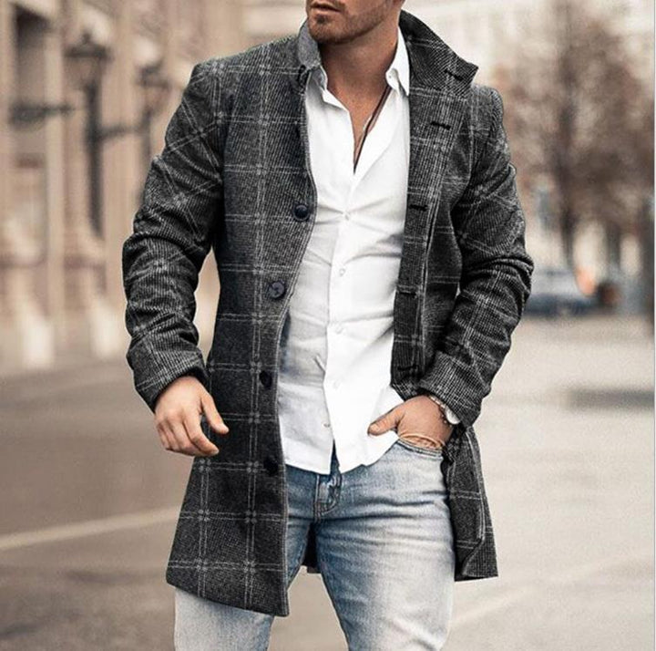 Franck - Long Sleeve Plaid Button-Up Jacket