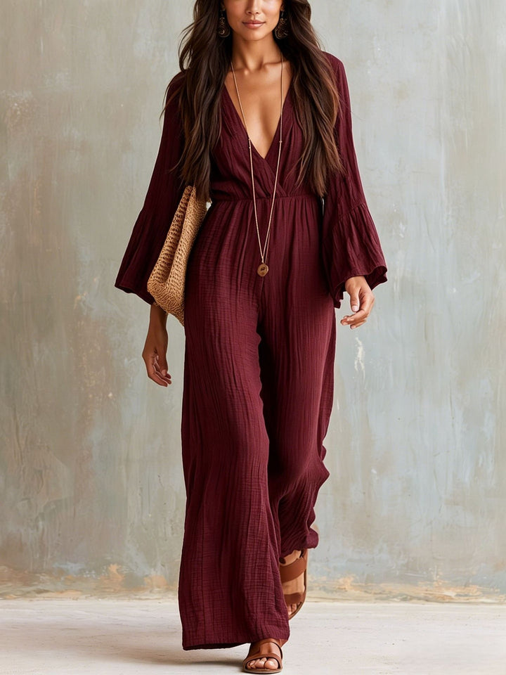 Magdlena - Airy Jumpsuit With V-Neck