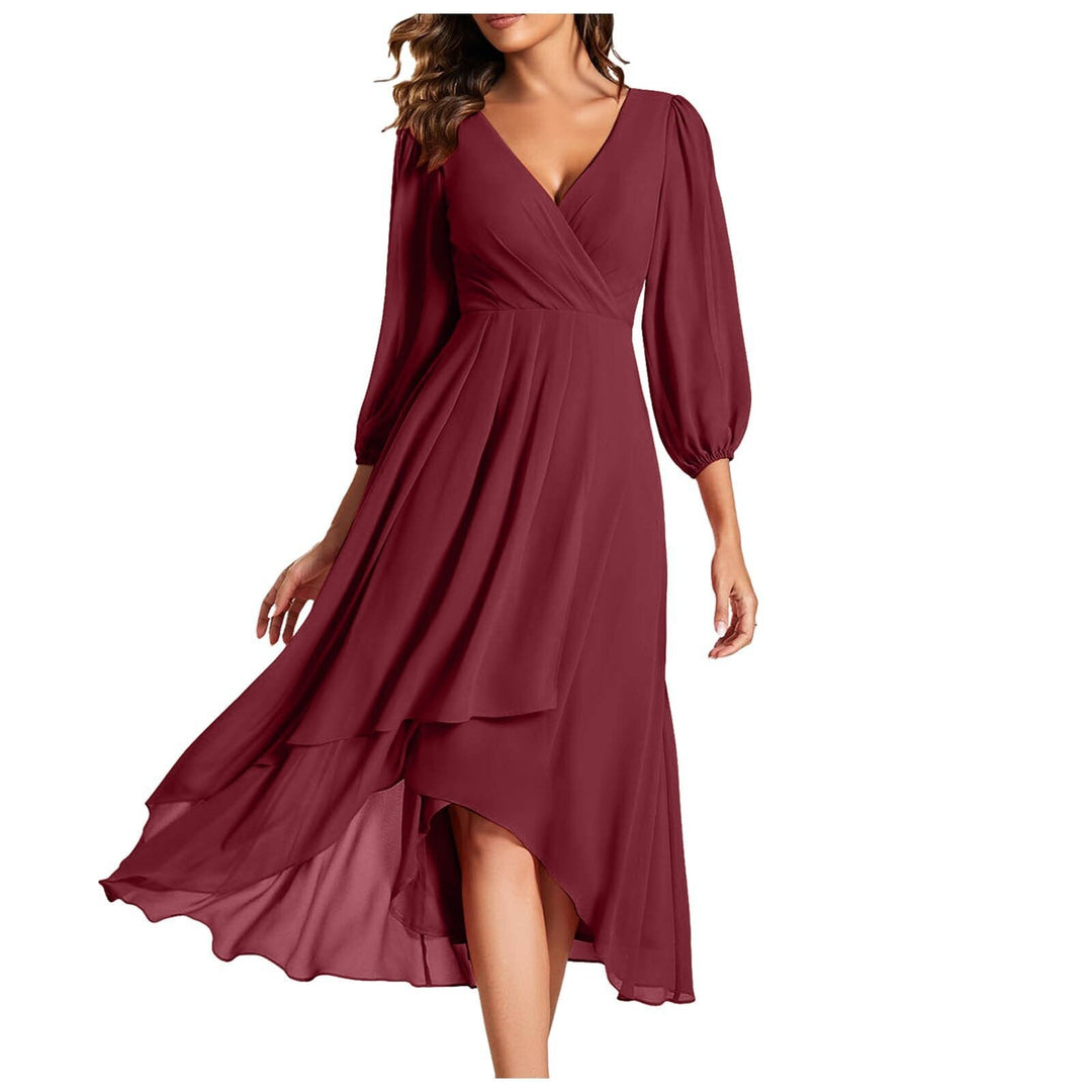 Laia - Long Sleeve V Neck Dress