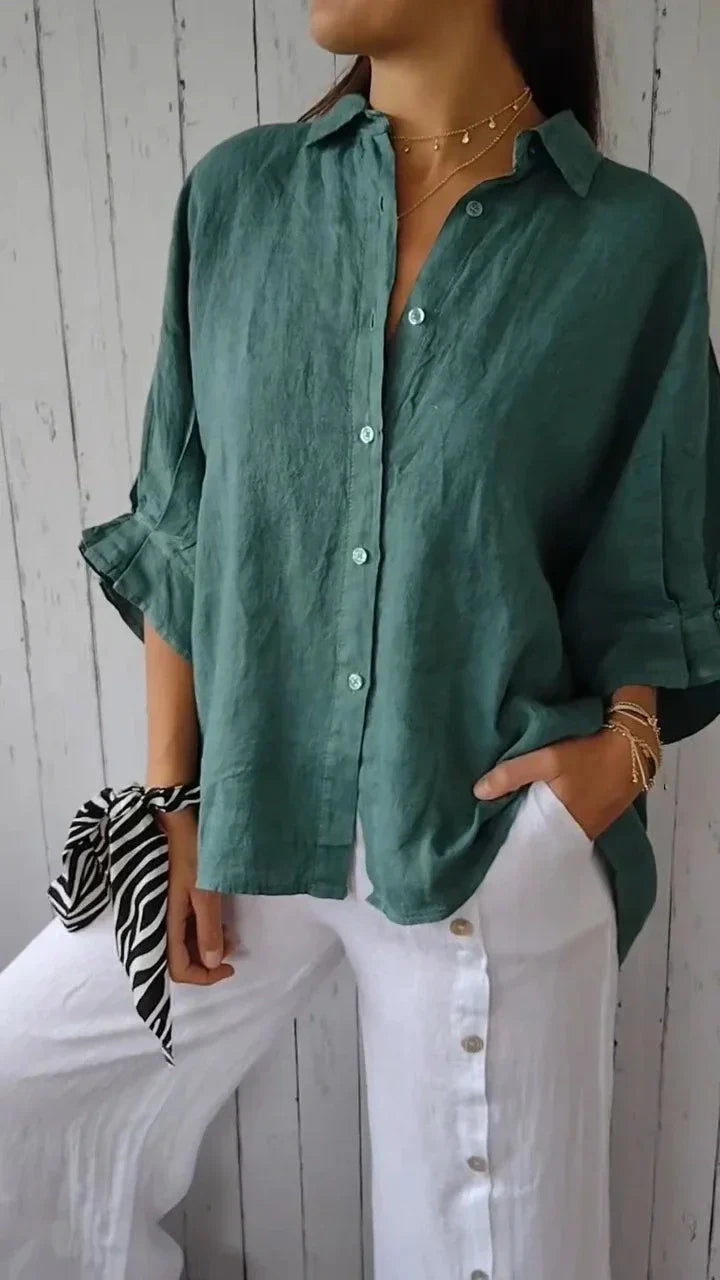 Aelita - Causal Cotton And Linen Shirt