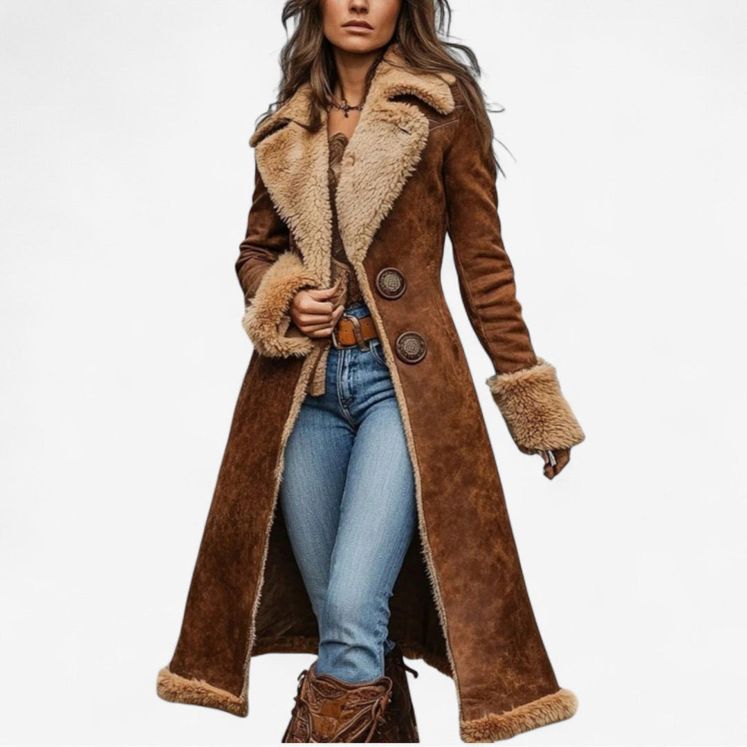 Gisella - Faux Suede Winter Trench Coat