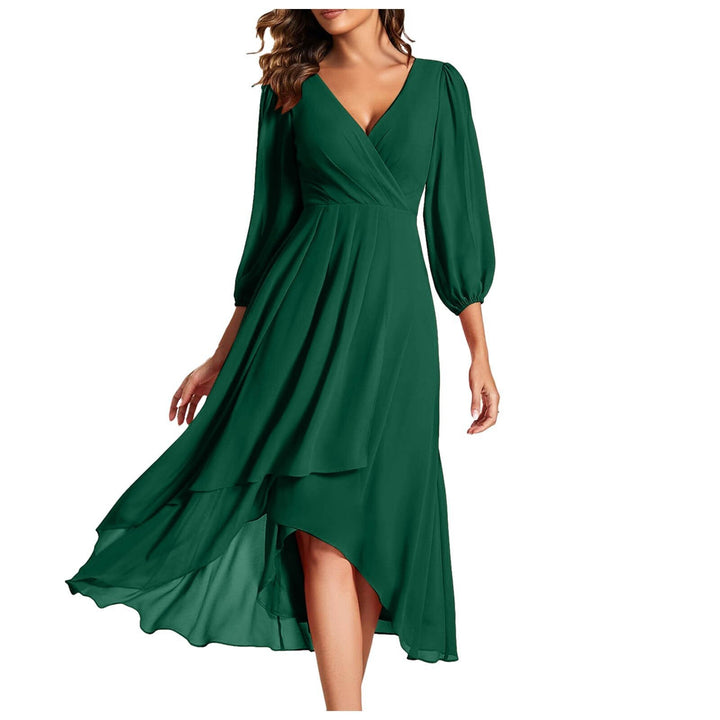 Laia - Long Sleeve V Neck Dress