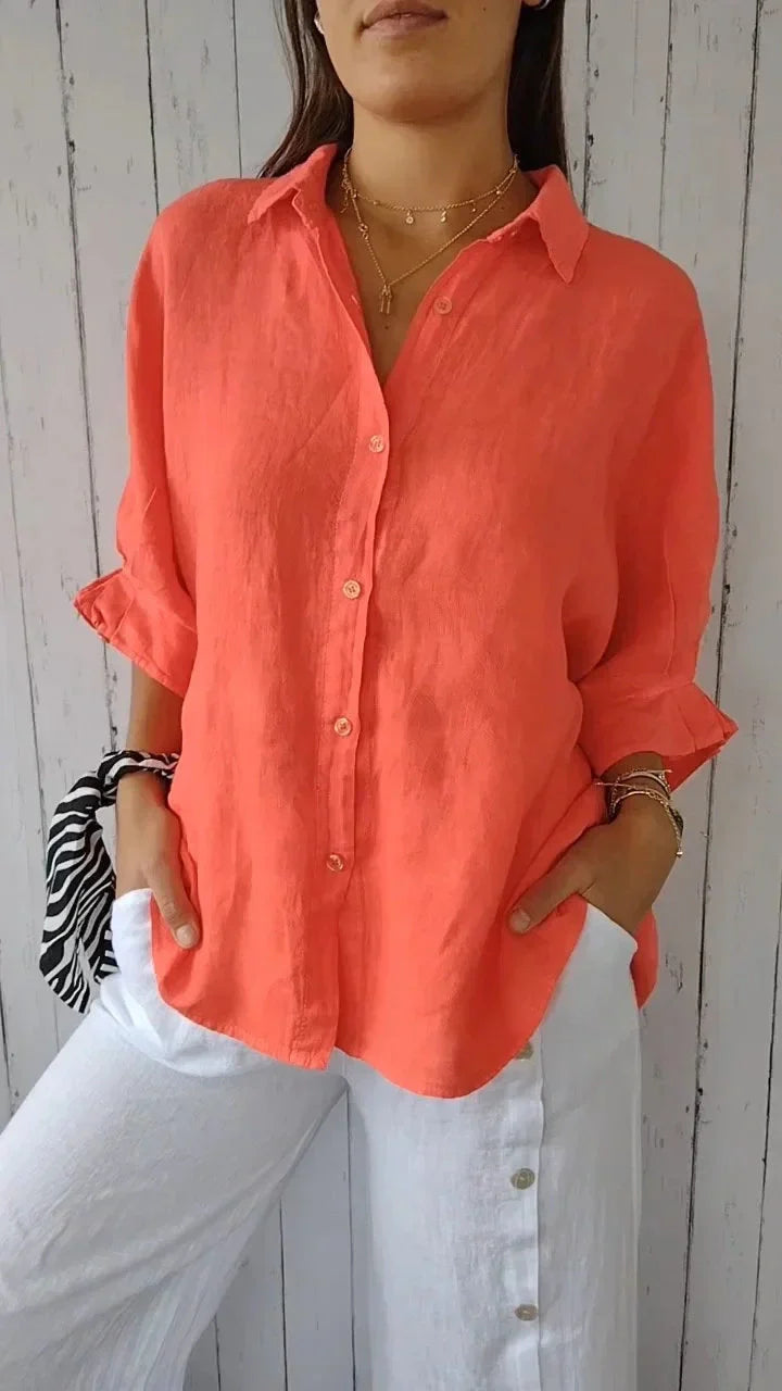 Aelita - Causal Cotton And Linen Shirt