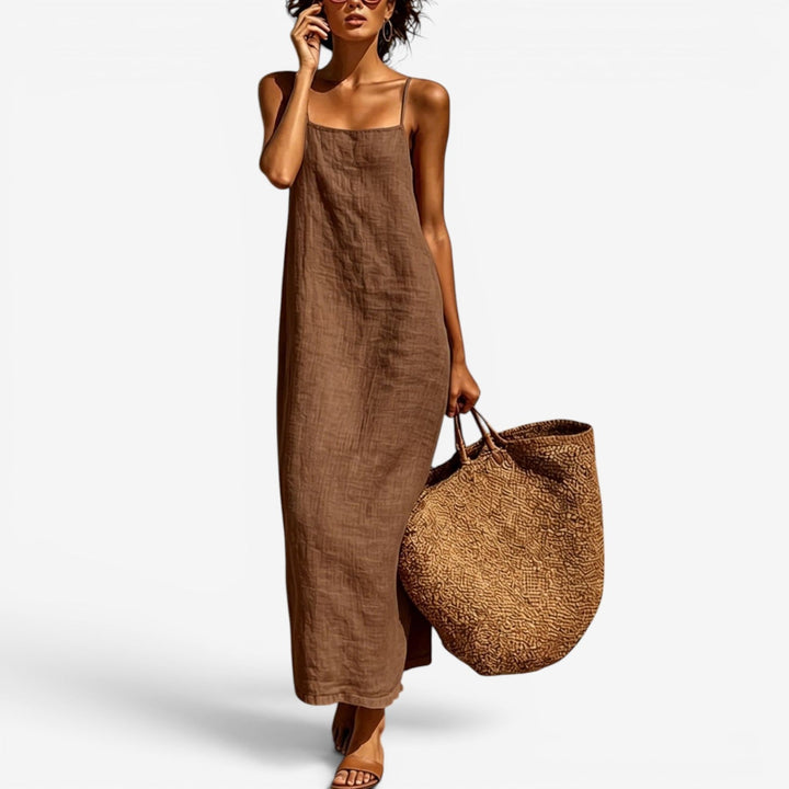 Sadia - Long Linen Slip Dress