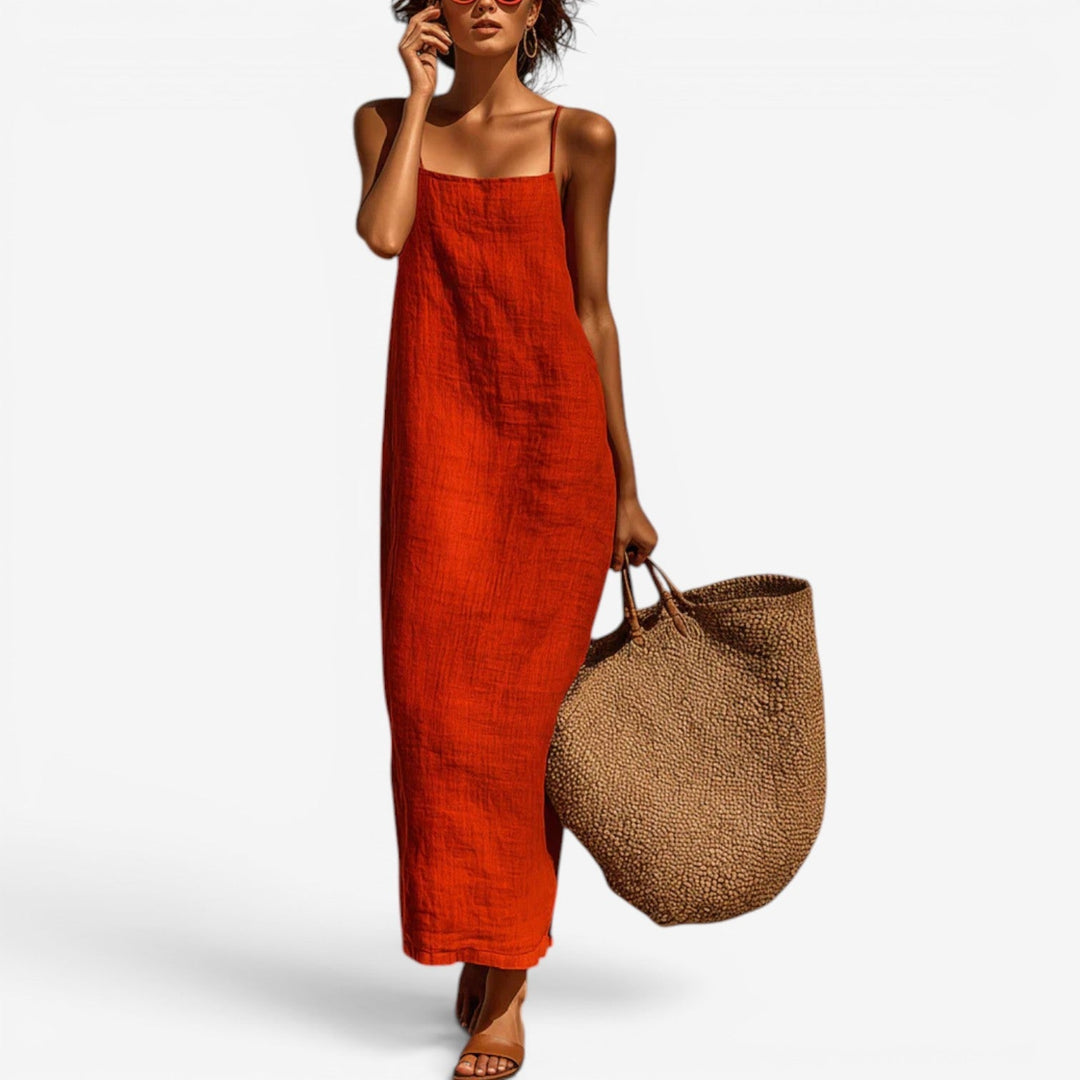 Sadia - Long Linen Slip Dress