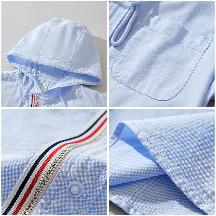 Vance - Linen Zipper Hoodie Shirt