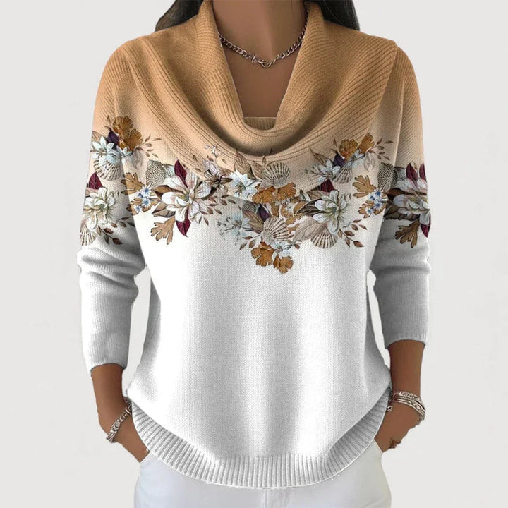 Brieia - Floral Sweater With Soft Collar