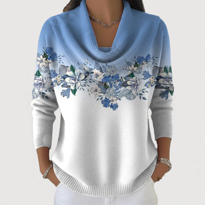 Ritika - Floral Sweater With Soft Neckline