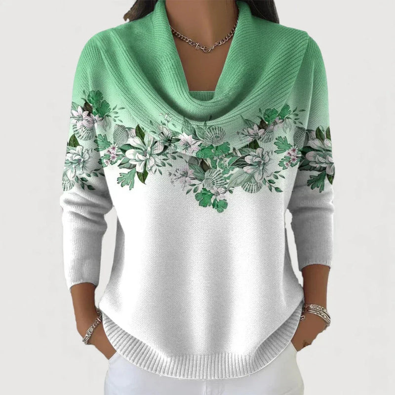 Brieia - Floral Sweater With Soft Collar