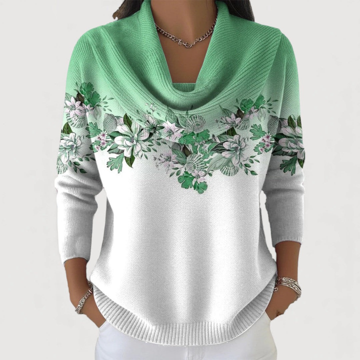 Ritika - Floral Sweater With Soft Neckline