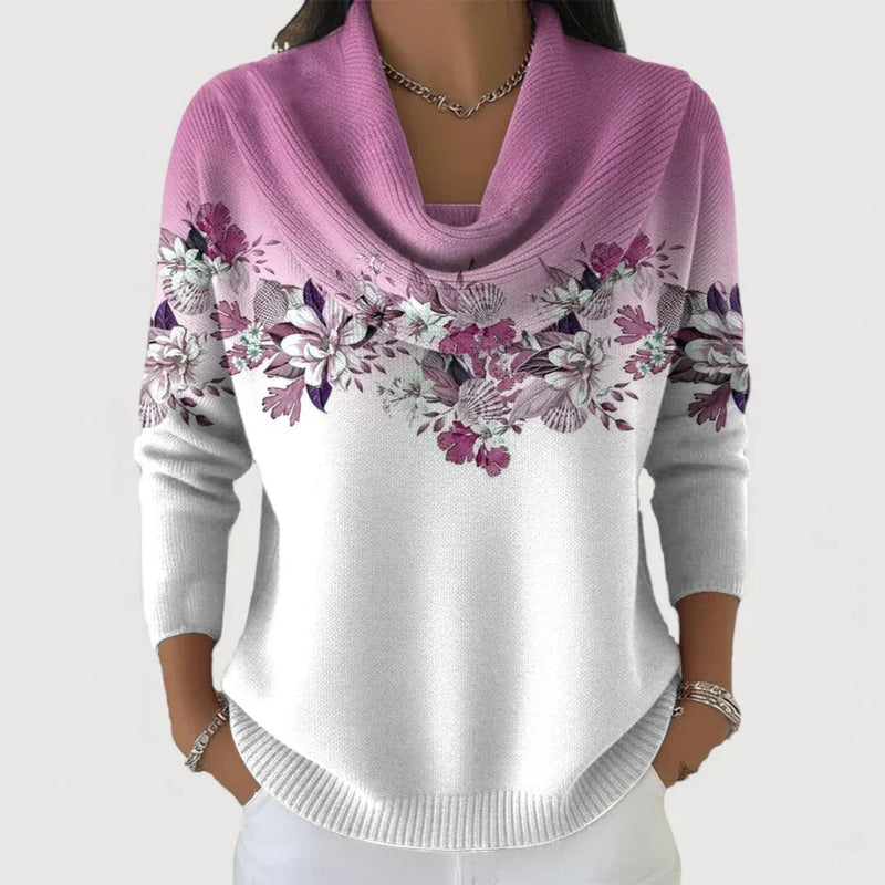 Brieia - Floral Sweater With Soft Collar