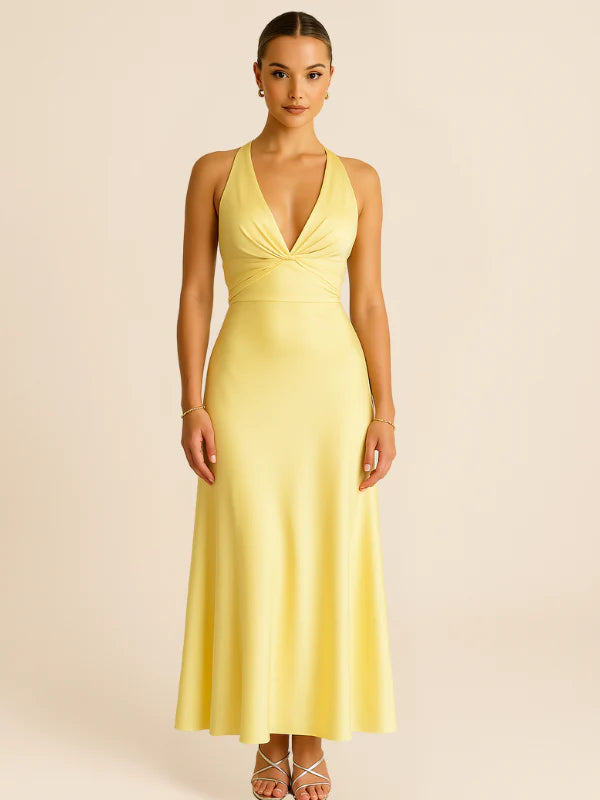 Fabiola - Elegant V Neck And Sleeveless Maxi Dress