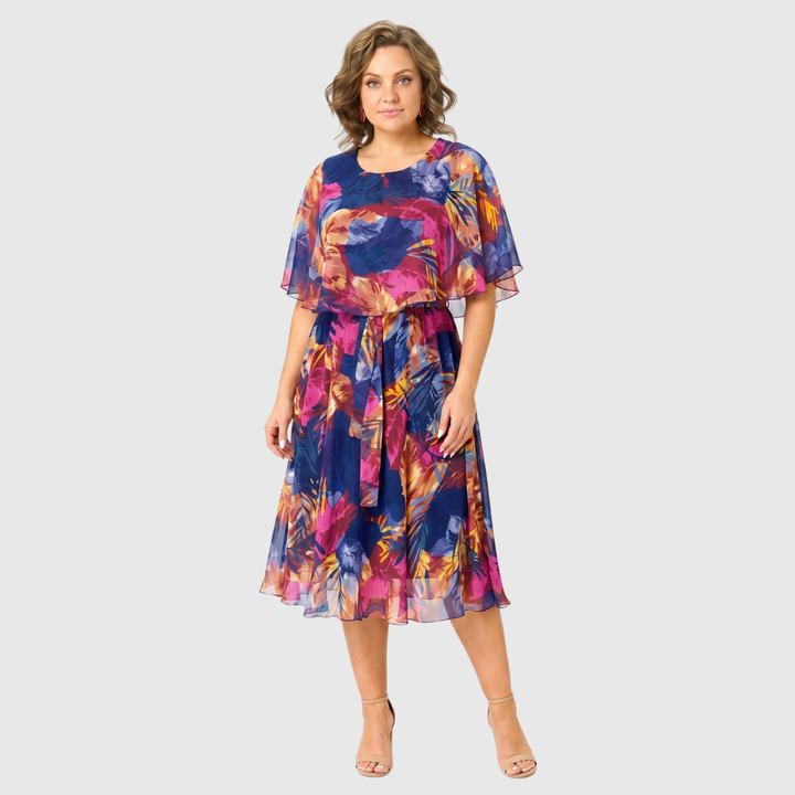 Irenen - Floral Print Chiffon Midi Dress