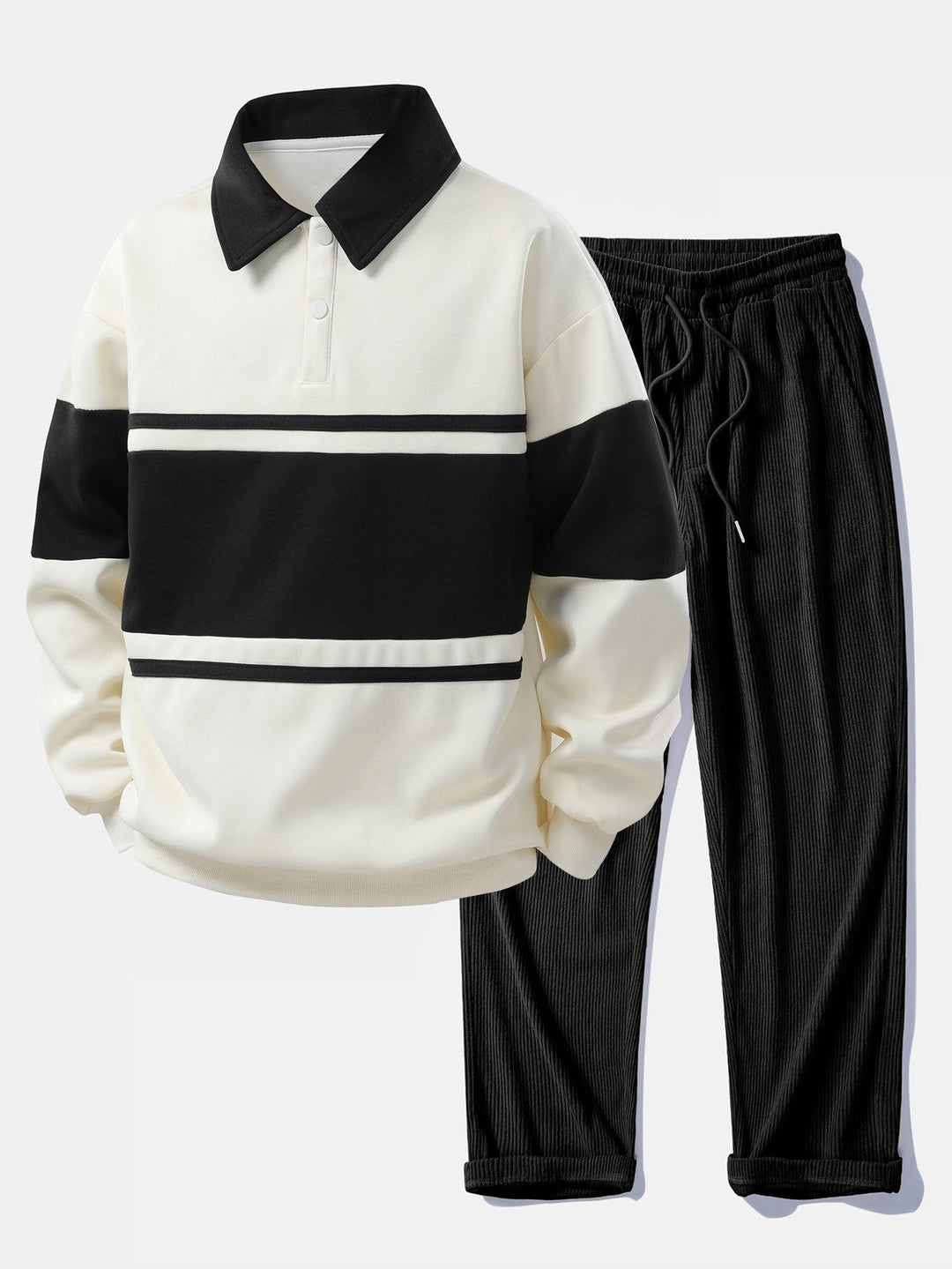 Jefro - Colorblock Sweatshirt And Corduroy Pants