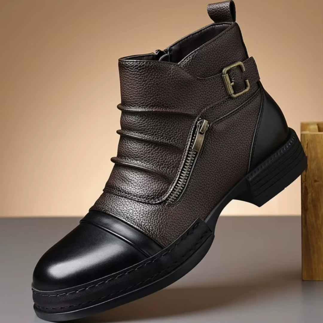 Katriosa - Two-Tone Leather Ankle Boots