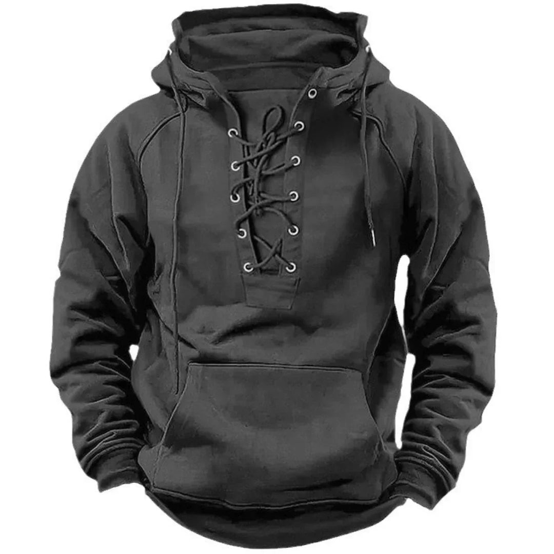 Ronan - Casual Lace Up Long Sleeve Hoodie