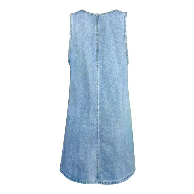 Malwina - Practical And Light Denim Summer Dress