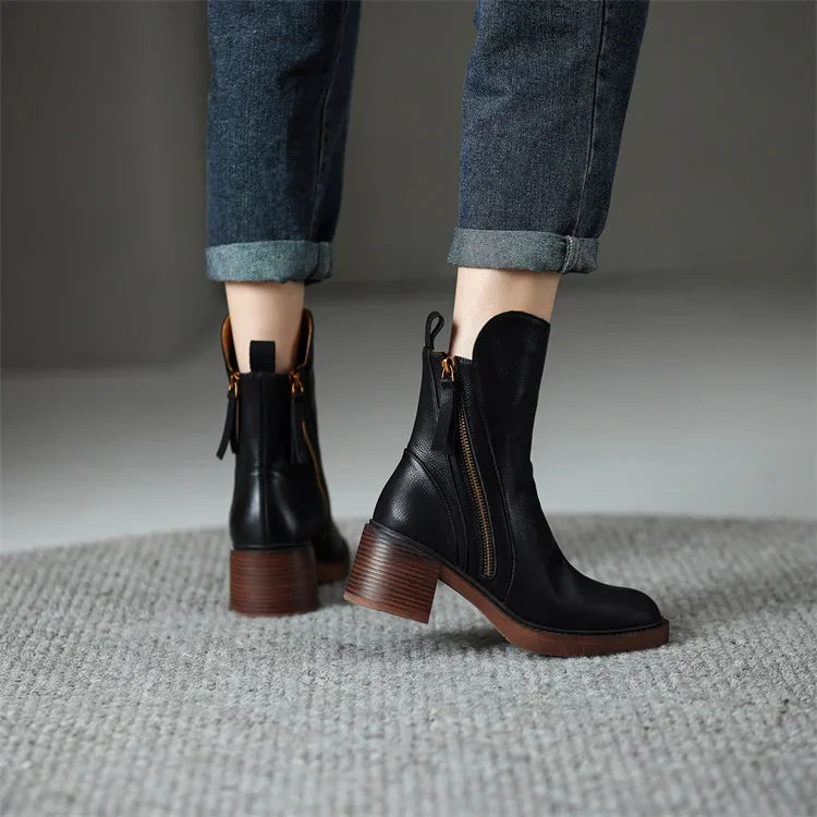 Marcy - Elegant Ankle Boots With Block Heels